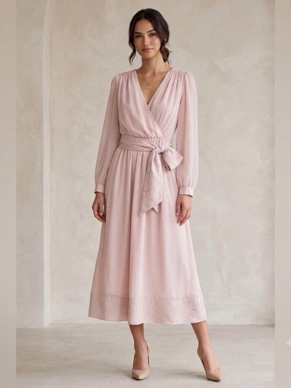 Miss Elliette Blush Long Sleeve Dress